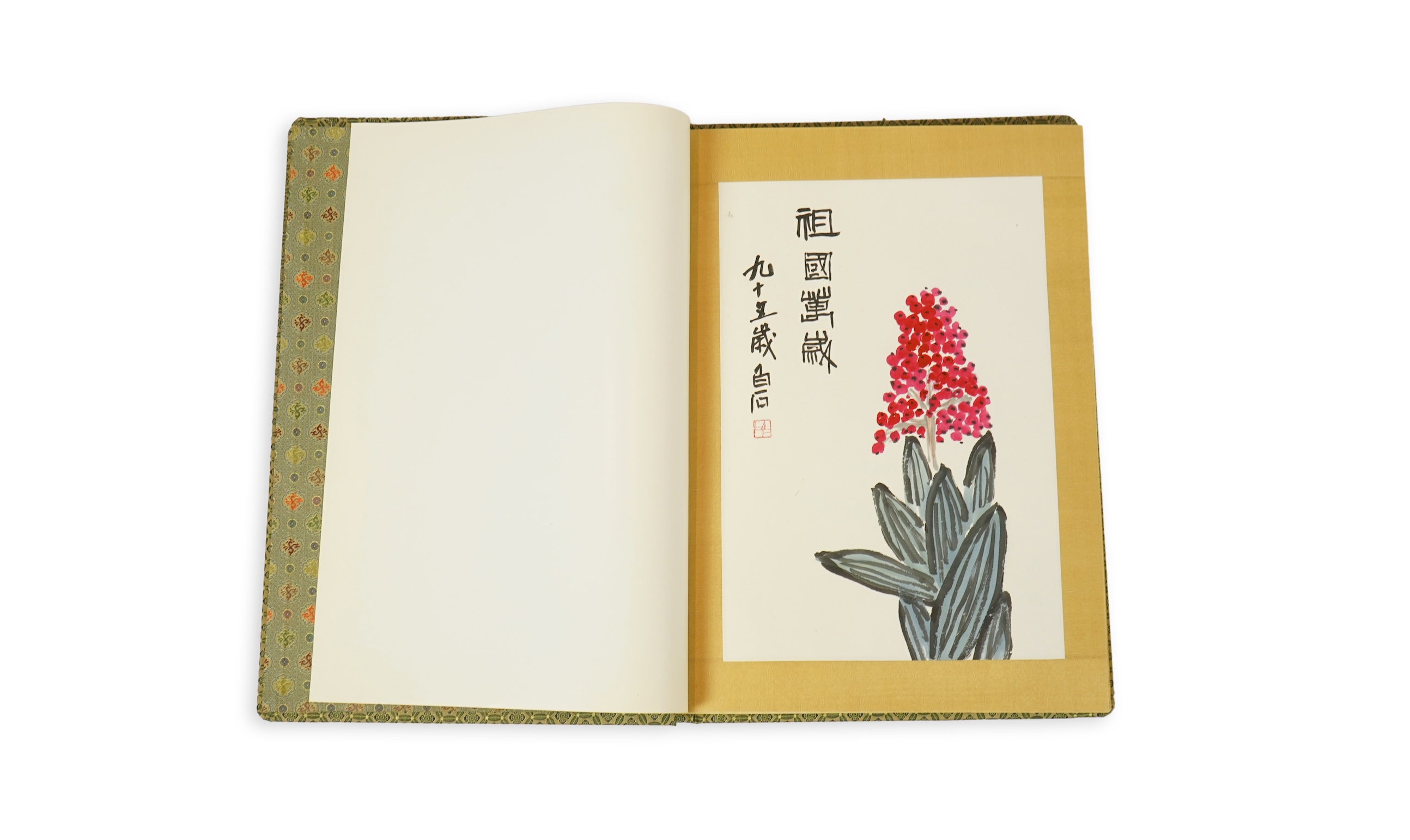 After Qi Baishi , (1864-1957), Album of 38 large woodblock prints, each image 39cm x 26.5cm